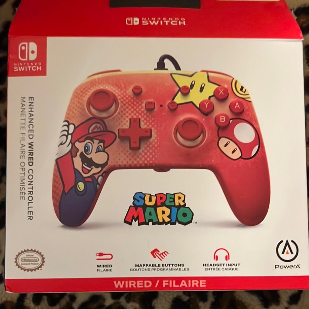 Nintendo Switch Super Mario Enhanced Wired Controller - Red